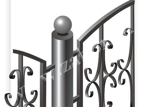 Забор с кованными элементами